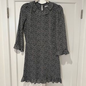 Navy and White Floral Reformation Long Sleeve Mini Dress (Women’s 8)